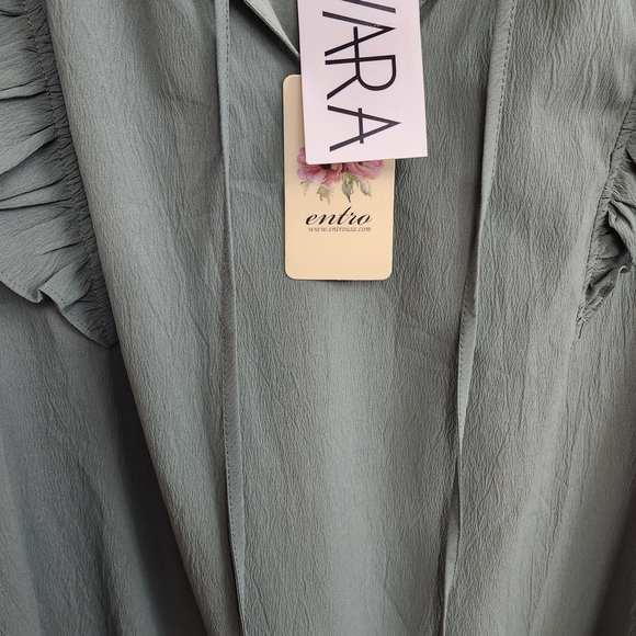 Entro Sage Green Ruffle Sleeve Mini Dress - Picture 2 of 5